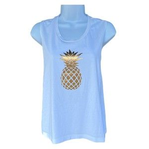 Pineapple Sequin White Tank Top Women’s One Size